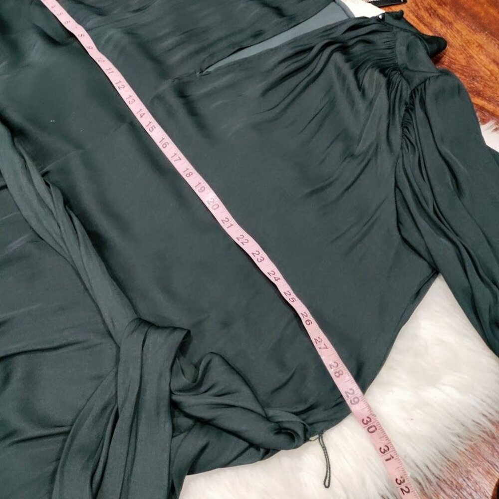 NWT Banana Republic High Neck Womens M Blouson Sleeve Tie Waist Maxi Dress Black - Picture 10 of 10
